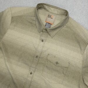 5.11 Tactical Men's XL Short Sleeve Button Up Shirt Khaki Plaid Lightweight